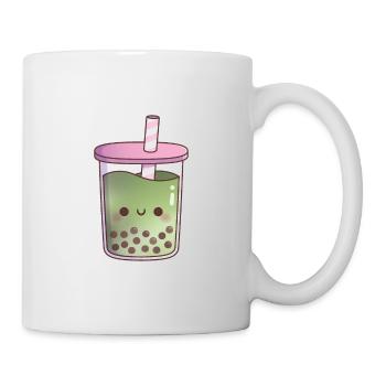 Cute Green Tea Matcha Latte Boba Tea - Mug - white - Right