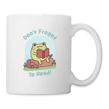 Cute Frog Happily Reading Dont Froget To Read Pun - Mug - white - Right
