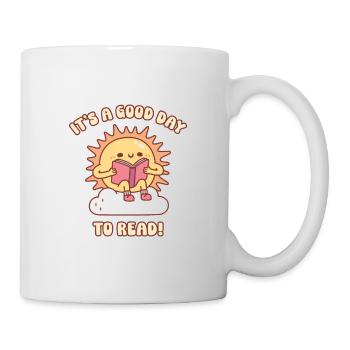 Soleil mignon lisant sur le nuage c’est une bonne journée pour lire - Mug blanc - blanc - Droite