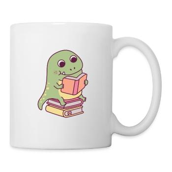 Mignon T-rex dinosaure lisant un livre - Mug blanc - blanc - Droite