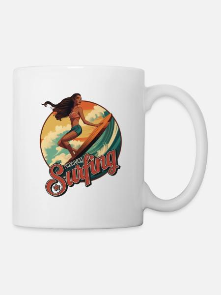 SURFING PARADISE!! - Mug blanc - blanc