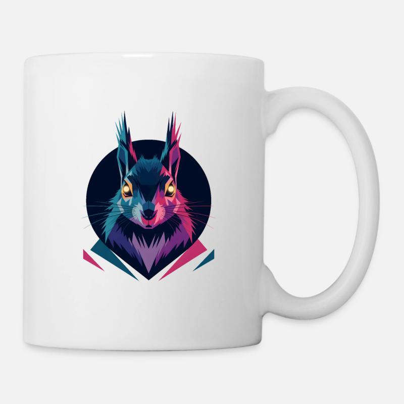 Low-Poly-Eichhörnchen - Tasse - Weiß