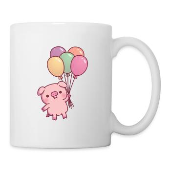 Cute Pig Flying With Balloons - Mug - white - Right