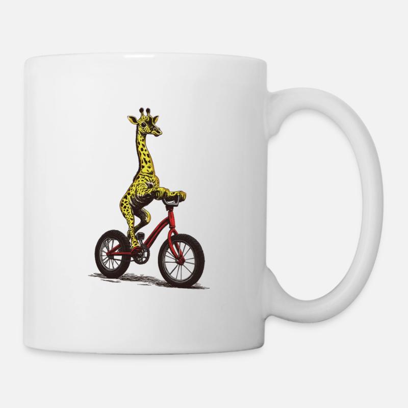 Giraffe on bike - Mug - white