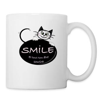 Bubble Happy Die Katze LÄCHELN - Tasse - Weiß - Rechts