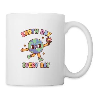 Cute Happy Earth With Flower Earth Day Every Day - Mug - white - Right