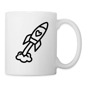 Rocket with heart takes off - Mug - white - Right