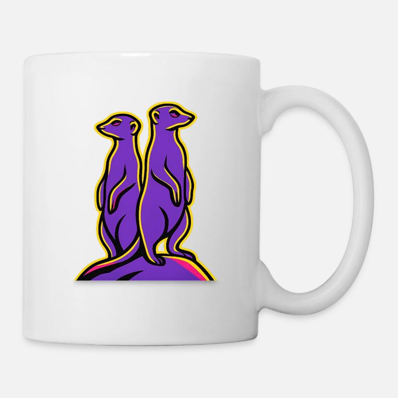 Zwei Erdmännchen auf einem Hügel  - Tasse - Weiß