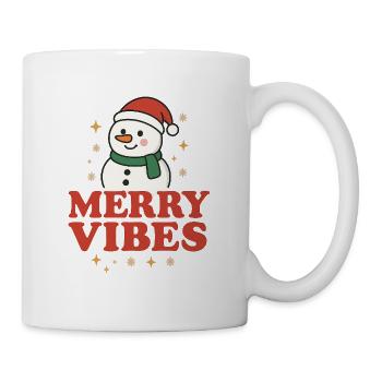 Conception de bonhomme de neige Merry Vibes - Mug blanc - blanc - Droite