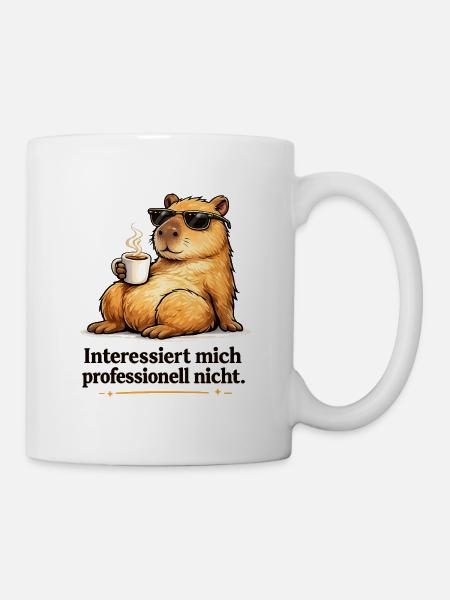 Sonnenbrillen-Meerkat mit Kaffee - Tasse - Weiß