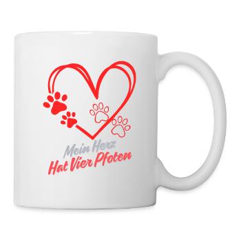 Mein Herz hat vier Pfoten Hund Shirt - Tasse - Weiß - Rechts