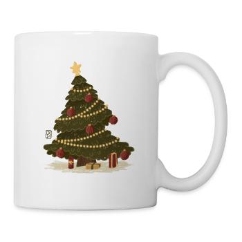 Weihnachtsbaum mit Lichterketten - Tasse - Weiß - Rechts
