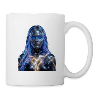 Neon-Cyborg mit erleuchtetem Herzen - Tasse - Weiß - Rechts