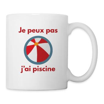 "Ich kann nicht, ich schwimme" (Ballon) - Tasse - Weiß - Rechts