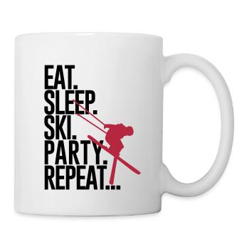 Eat. Sleep. Ski. Party. Repeat... - Tasse - Weiß - Rechts