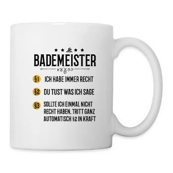 Bademeister Rettungsschwimmer Schwimmmeister - Tasse - Weiß - Rechts