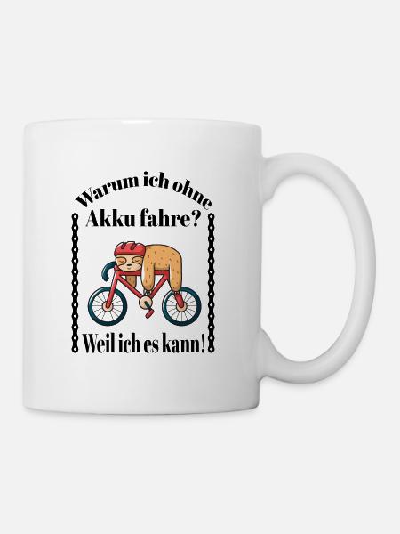 Faultier auf einem Fahrrad - Tasse - Weiß