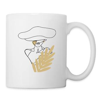 Femme italienne avec dessin au trait chapeau - Mug blanc - blanc - Droite