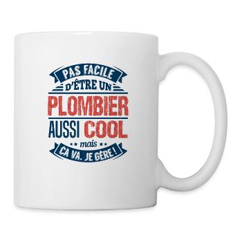Pas Facile D'Être Un Plombier Aussi Cool - Mug blanc - blanc - Droite