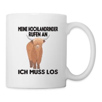 Schottisches Hochlandrind Highland Cow - Tasse - Weiß - Rechts