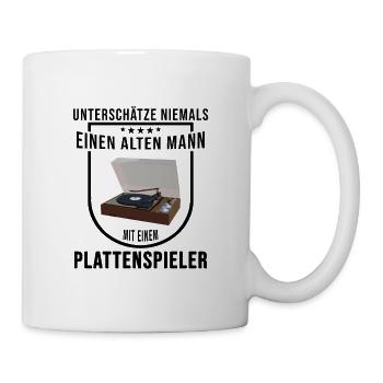Unterschätze niemals alten Mann Plattenspieler - Tasse - Weiß - Rechts