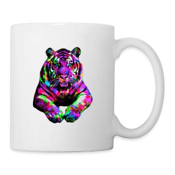 Tiger bunt Regenbogen - Tasse - Weiß - Rechts
