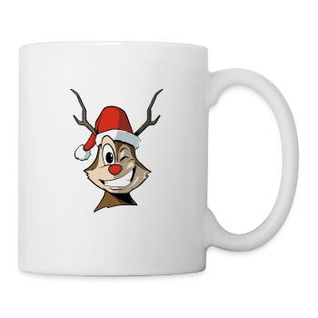Joli renne au nez rouge - Noël - Mug blanc - blanc - Droite