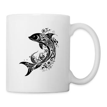 Fisch Tribal Tattoo Style Meer See Fluß Natur - Tasse - Weiß - Rechts