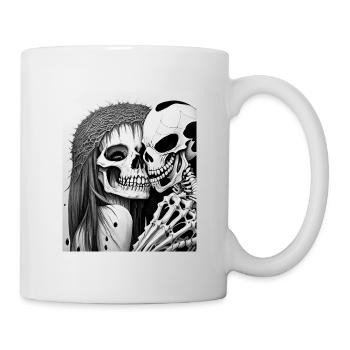 Grindcore Okkult Horror Totenkopf Paar Kunst Death Me - Tasse - Weiß - Rechts
