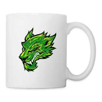 Tête de loup Tatouage Tête de loup Graffiti Vert - Mug blanc - blanc - Droite