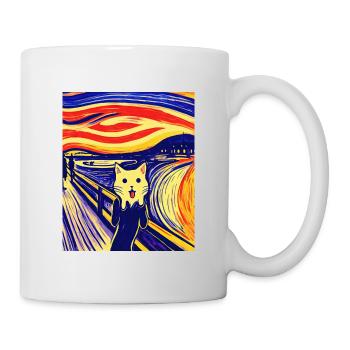 Impressionistic Funny Cat Screaming Impressionism - Mug - white - Right