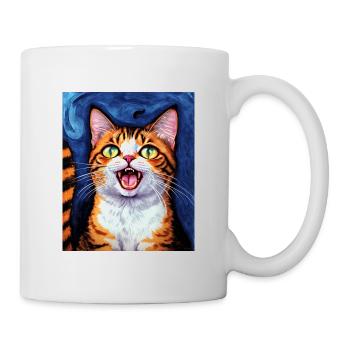 Impressionistic Funny Cat Screaming Impressionism - Mug - white - Right