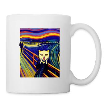 Impressionistic Funny Cat Screaming Impressionism - Mug - white - Right