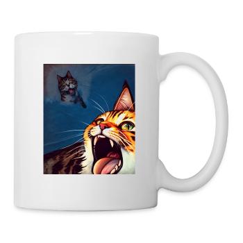 Impressionistic Funny Cat Screaming Impressionism - Mug - white - Right