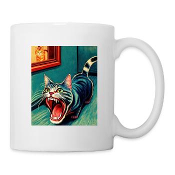 Impressionistic Funny Cat Screaming Impressionism - Mug - white - Right