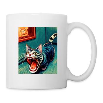 Impressionistic Funny Cat Screaming Impressionism - Mug - white - Right