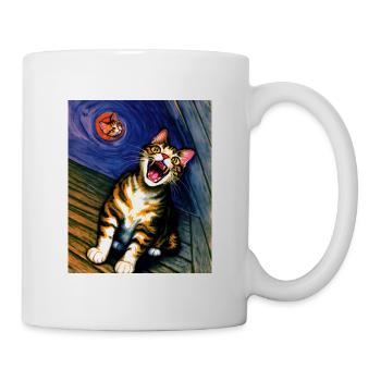 Impressionistic Funny Cat Screaming Impressionism - Mug - white - Right