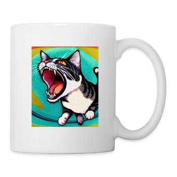 Impressionistic Funny Cat Screaming Impressionism - Mug - white - Right