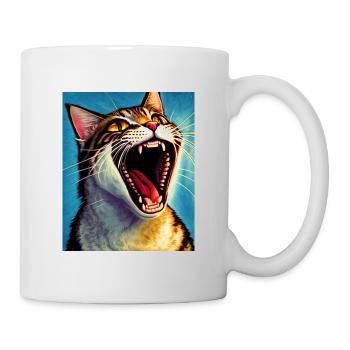 Impressionistic Funny Cat Screaming Impressionism - Mug - white - Right