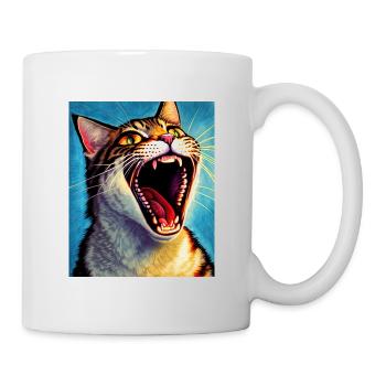 Impressionistic Funny Cat Screaming Impressionism - Mug - white - Right