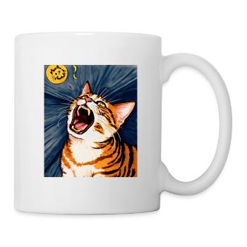 Impressionistisch Lustige Katze Schreiende Impressionismus - Tasse - Weiß - Rechts