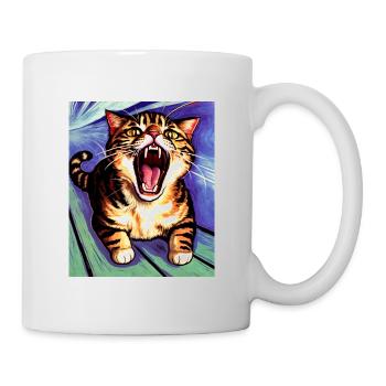 Impressionistic Funny Cat Screaming Impressionism - Mug - white - Right
