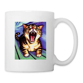 Impressionistic Funny Cat Screaming Impressionism - Mug - white - Right