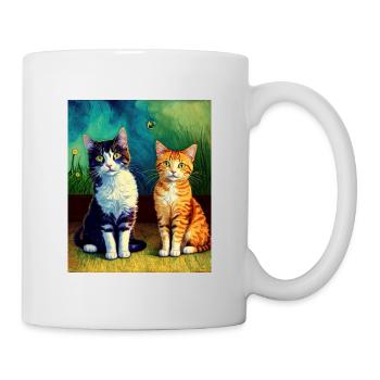 Surreale impressionistische Katze Impressionismus Katzen Ar - Tasse - Weiß - Rechts