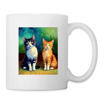 Surréaliste Impressionniste Chat Impressionnisme Chats Ar - Mug blanc - blanc - Droite