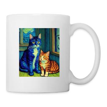 Surreale impressionistische Katze Impressionismus Katzen Ar - Tasse - Weiß - Rechts