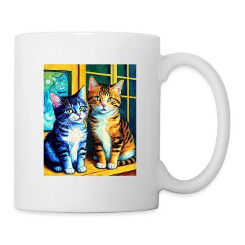 Surréaliste Impressionniste Chat Impressionnisme Chats Ar - Mug blanc - blanc - Droite