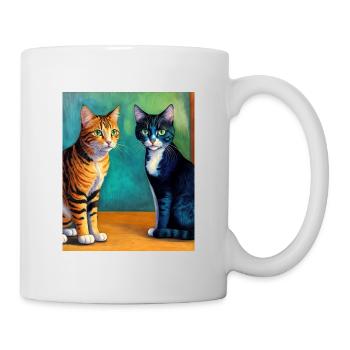 Surreale impressionistische Katze Impressionismus Katzen Ar - Tasse - Weiß - Rechts