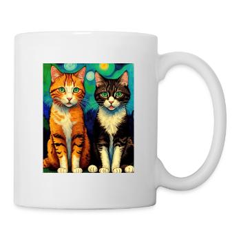 Surreale impressionistische Katze Impressionismus Katzen Ar - Tasse - Weiß - Rechts