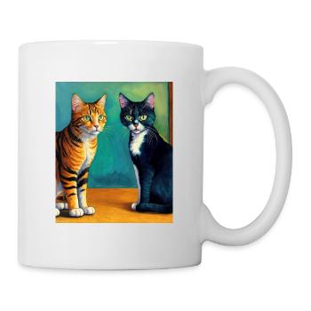 Surreale impressionistische Katze Impressionismus Katzen Ar - Tasse - Weiß - Rechts